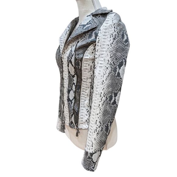 NWOT Affliction Women's Faux Snake Print Full Zip Moto Jacket Size XS - Picture 4 of 12